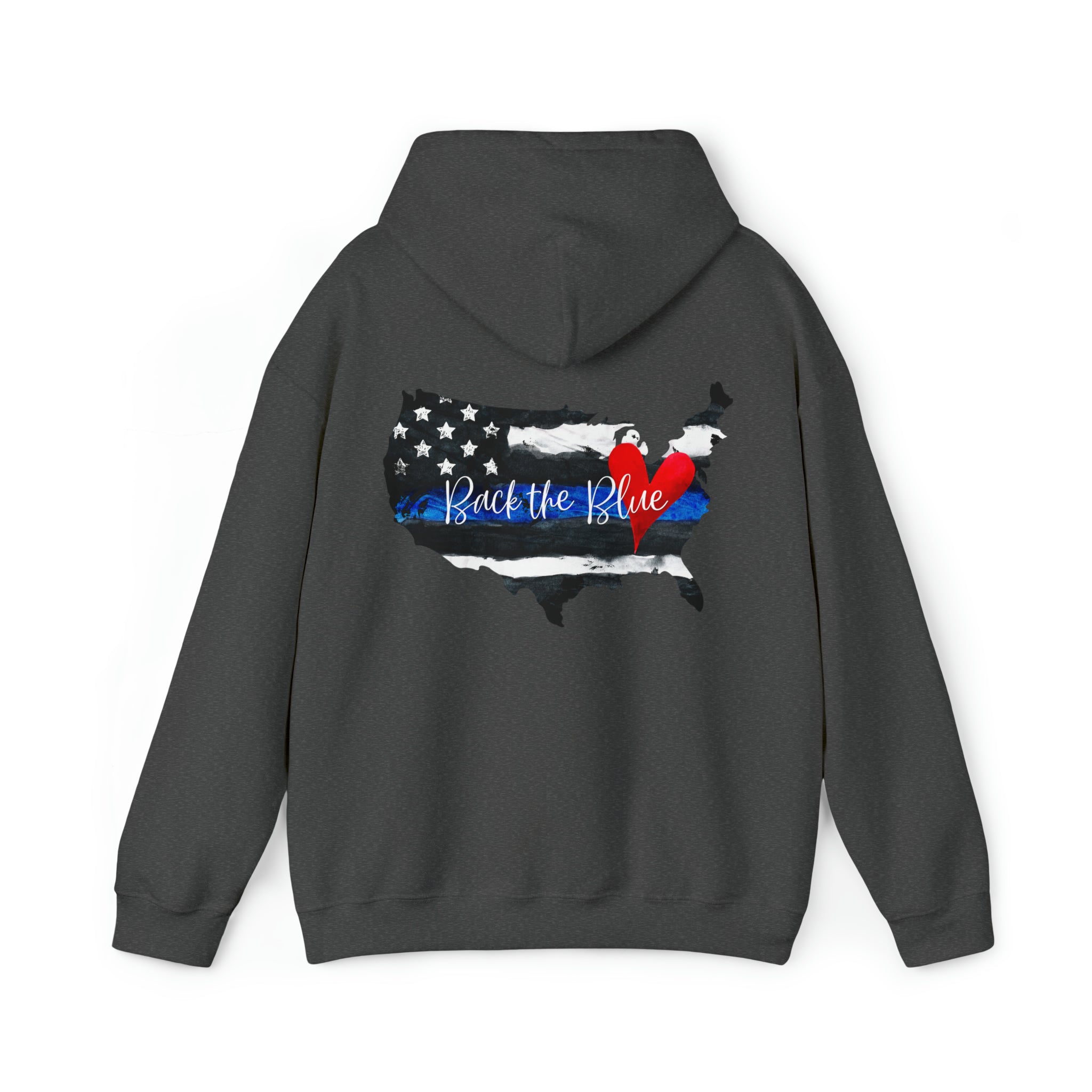 Back The Blue Flag Adult Unisex Heavy Blend Hooded Sweatshirt