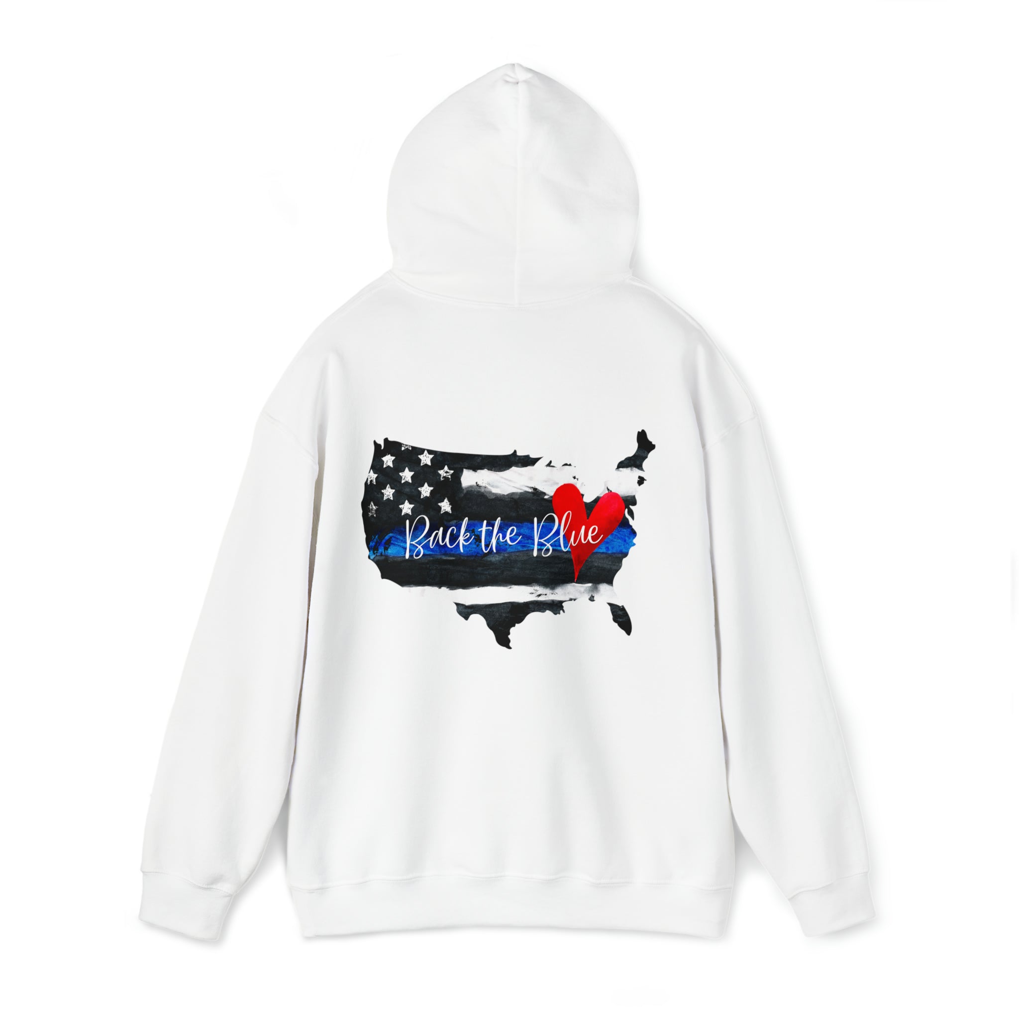 Back The Blue Flag Adult Unisex Heavy Blend Hooded Sweatshirt