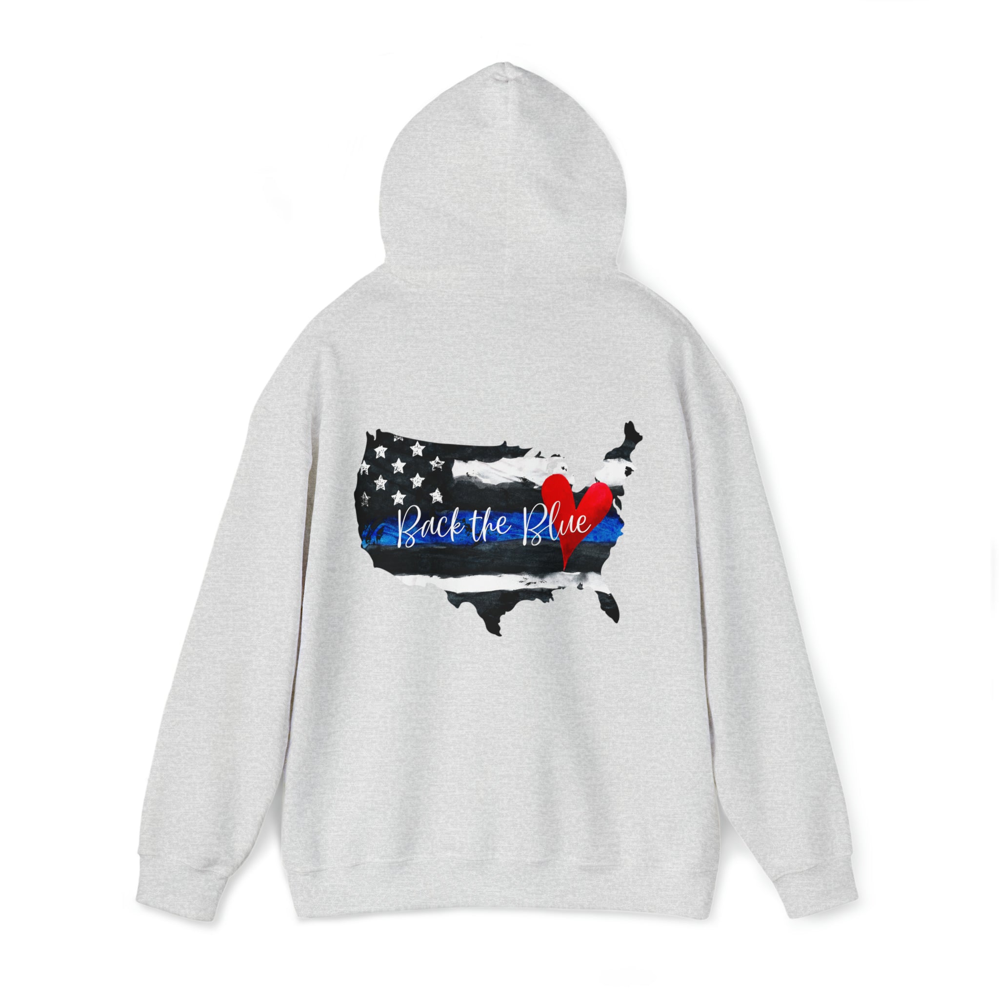 Back The Blue Flag Adult Unisex Heavy Blend Hooded Sweatshirt